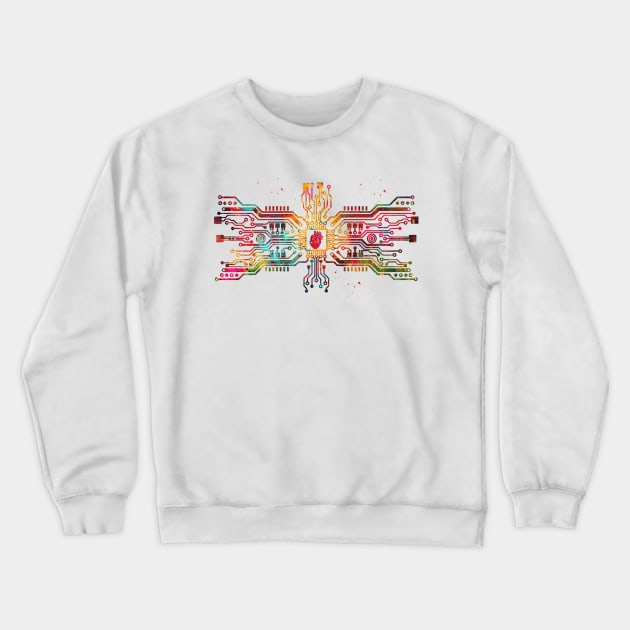 Circuit board with heart Crewneck Sweatshirt by erzebeth